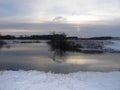 On the lake. It`s a nasty day.